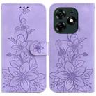 For Tecno Spark 10 Pro Lily Embossed Leather Phone Case(Purple) - 1