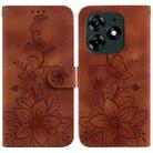 For Tecno Spark 10 Pro Lily Embossed Leather Phone Case(Brown) - 1