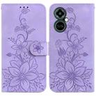 For Tecno Camon 19 Pro 5G Lily Embossed Leather Phone Case(Purple) - 1