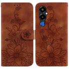 For Tecno Pova 4 Pro Lily Embossed Leather Phone Case(Brown) - 1