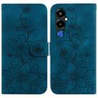 For Tecno Pova 4 Pro Lily Embossed Leather Phone Case(Dark Blue) - 1