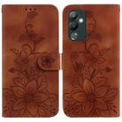 For Tecno Pova 4 Lily Embossed Leather Phone Case(Brown) - 1