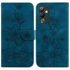 For Tecno Pova 4 Lily Embossed Leather Phone Case(Dark Blue) - 1