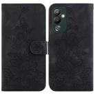 For Tecno Pova 4 Lily Embossed Leather Phone Case(Black) - 1