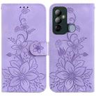 For Tecno Pop 6 Go Lily Embossed Leather Phone Case(Purple) - 1