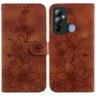 For Tecno Pop 6 Go Lily Embossed Leather Phone Case(Brown) - 1