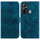 For Tecno Pop 6 Go Lily Embossed Leather Phone Case(Dark Blue) - 1