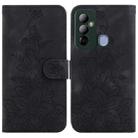 For Tecno Pop 6 Go Lily Embossed Leather Phone Case(Black) - 1
