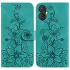 For Tecno Spark 9 Pro / 9T / KH7 Lily Embossed Leather Phone Case(Green) - 1