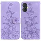 For Tecno Spark 9 Pro / 9T / KH7 Lily Embossed Leather Phone Case(Purple) - 1