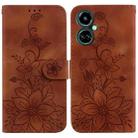 For Tecno Camon 19 Lily Embossed Leather Phone Case(Brown) - 1