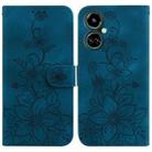 For Tecno Camon 19 Lily Embossed Leather Phone Case(Dark Blue) - 1