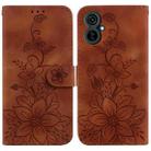 For Tecno Camon 19 Neo Lily Embossed Leather Phone Case(Brown) - 1