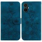 For Tecno Camon 19 Neo Lily Embossed Leather Phone Case(Dark Blue) - 1