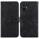 For Tecno Camon 19 Neo Lily Embossed Leather Phone Case(Black) - 1
