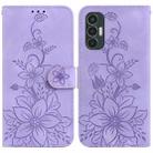 For Tecno Pova 3 / LE7 Lily Embossed Leather Phone Case(Purple) - 1