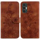 For Tecno Pova 3 / LE7 Lily Embossed Leather Phone Case(Brown) - 1