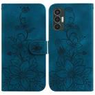 For Tecno Pova 3 / LE7 Lily Embossed Leather Phone Case(Dark Blue) - 1