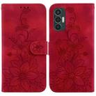 For Tecno Pova 3 / LE7 Lily Embossed Leather Phone Case(Red) - 1