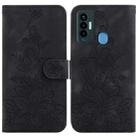 For Tecno Camon 18i Lily Embossed Leather Phone Case(Black) - 1