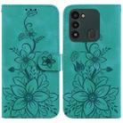 For Tecno Spark Go 2022 / Spark 8C Lily Embossed Leather Phone Case(Green) - 1