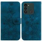 For Tecno Spark Go 2022 / Spark 8C Lily Embossed Leather Phone Case(Dark Blue) - 1