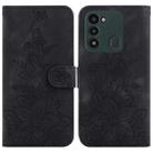 For Tecno Spark Go 2022 / Spark 8C Lily Embossed Leather Phone Case(Black) - 1