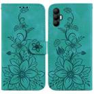 For Tecno Spark 8 Pro Lily Embossed Leather Phone Case(Green) - 1