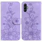 For Tecno Spark 8 Pro Lily Embossed Leather Phone Case(Purple) - 1