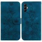 For Tecno Spark 8 Pro Lily Embossed Leather Phone Case(Dark Blue) - 1