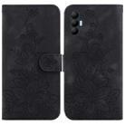 For Tecno Spark 8 Pro Lily Embossed Leather Phone Case(Black) - 1