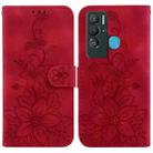 For Tecno Pova Neo / LE6 Lily Embossed Leather Phone Case(Red) - 1