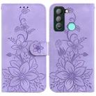 For Tecno Pop 5 LTE / BD4 Lily Embossed Leather Phone Case(Purple) - 1