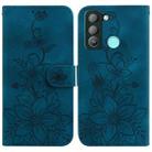 For Tecno Pop 5 LTE / BD4 Lily Embossed Leather Phone Case(Dark Blue) - 1