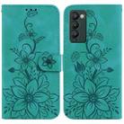 For Tecno Camon 18 / 18 P Lily Embossed Leather Phone Case(Green) - 1