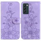 For Tecno Camon 18 / 18 P Lily Embossed Leather Phone Case(Purple) - 1