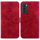For Tecno Camon 18 / 18 P Lily Embossed Leather Phone Case(Red) - 1