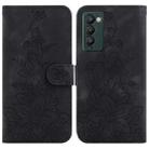 For Tecno Camon 18 / 18 P Lily Embossed Leather Phone Case(Black) - 1