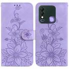 For Tecno Spark 8 / 8T Lily Embossed Leather Phone Case(Purple) - 1