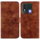 For Tecno Spark 8 / 8T Lily Embossed Leather Phone Case(Brown) - 1