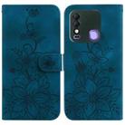 For Tecno Spark 8 / 8T Lily Embossed Leather Phone Case(Dark Blue) - 1
