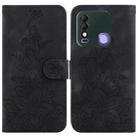 For Tecno Spark 8 / 8T Lily Embossed Leather Phone Case(Black) - 1