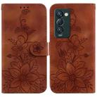 For Tecno Camon 18 Premier Lily Embossed Leather Phone Case(Brown) - 1