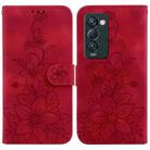 For Tecno Camon 18 Premier Lily Embossed Leather Phone Case(Red) - 1