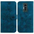 For Tecno Phantom X Lily Embossed Leather Phone Case(Dark Blue) - 1