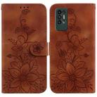 For Tecno Pova 2 Lily Embossed Leather Phone Case(Brown) - 1