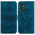 For Tecno Pova 2 Lily Embossed Leather Phone Case(Dark Blue) - 1