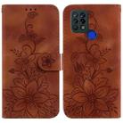 For Tecno Pova 4G / LD7 Lily Embossed Leather Phone Case(Brown) - 1