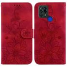 For Tecno Pova 4G / LD7 Lily Embossed Leather Phone Case(Red) - 1