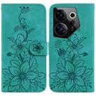 For Tecno Camon 20 Premier 5G Lily Embossed Leather Phone Case(Green) - 1